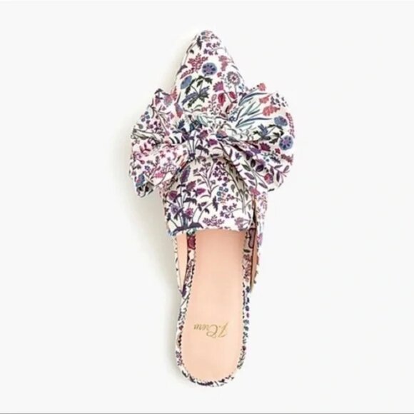 J. Crew Liberty Bow Marina Floral Print Slides Mules Size 6.5 Preppy Feminine - Picture 1 of 11